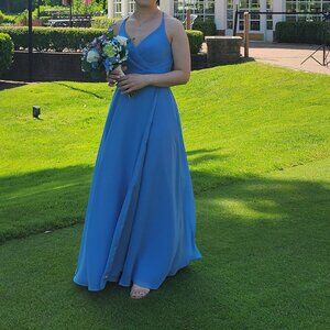 Azazie Davis, Steel Blue, A2, (shortened for 5'2" person with 2.5inch heels)